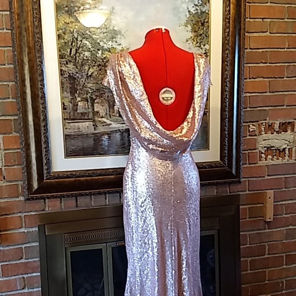 EUC sz S Rose Gold sequin dress